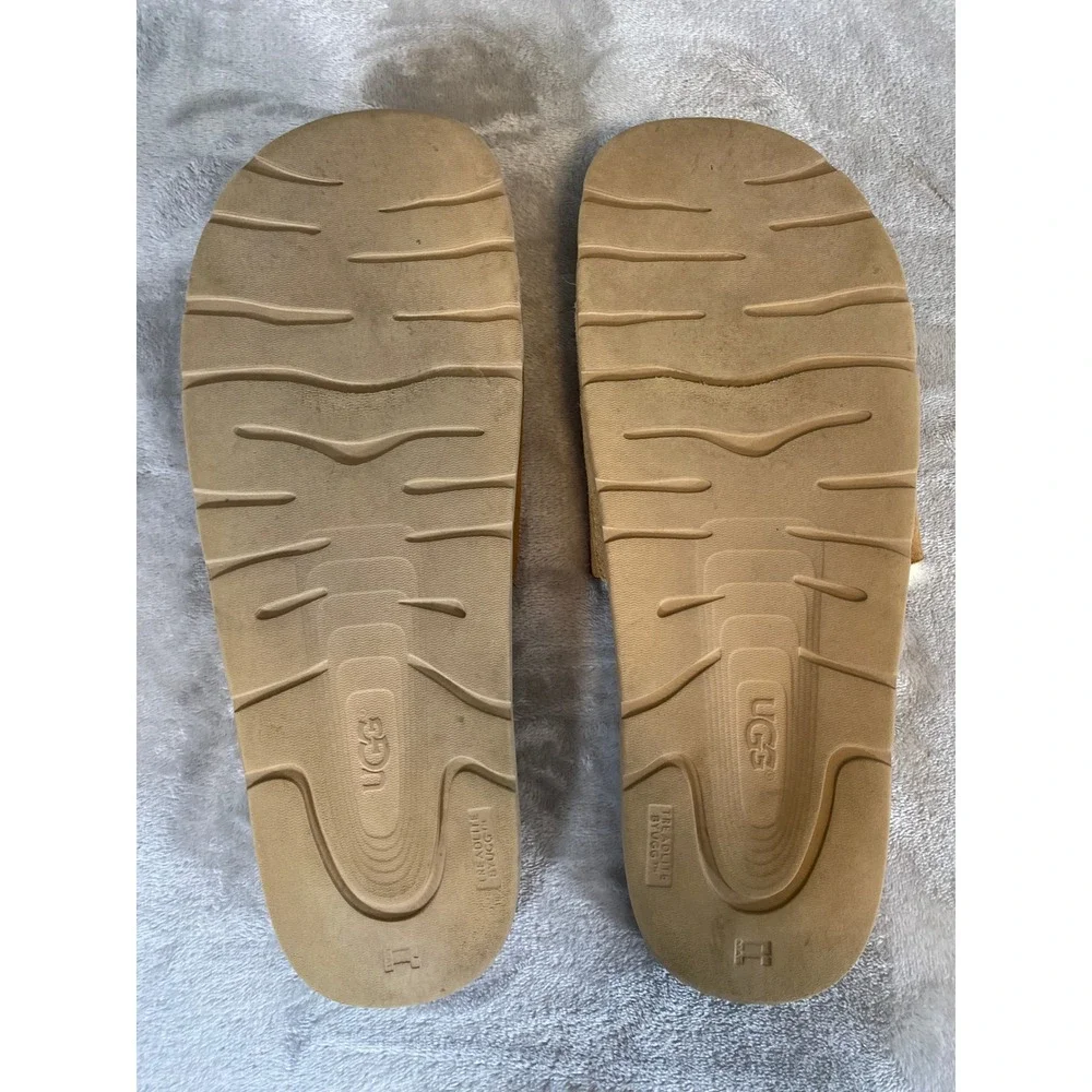 UGG Xavier Slides Men 13 Chestnut Suede Sheepskin Lined Treadlite Sandals